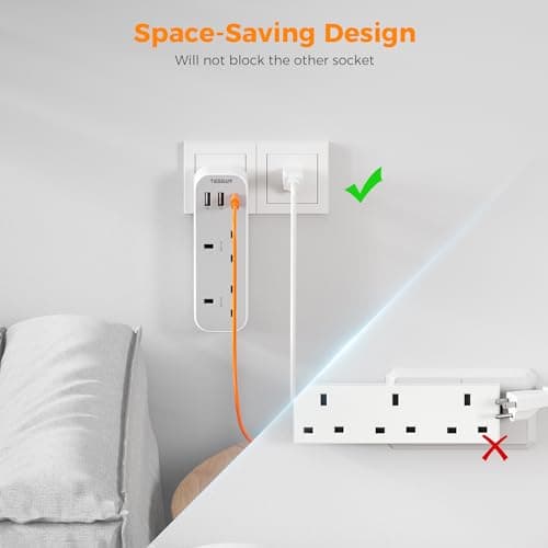 TESSAN UK to US Plug Adaptor, USA Travel Adapter with USB C — view 5