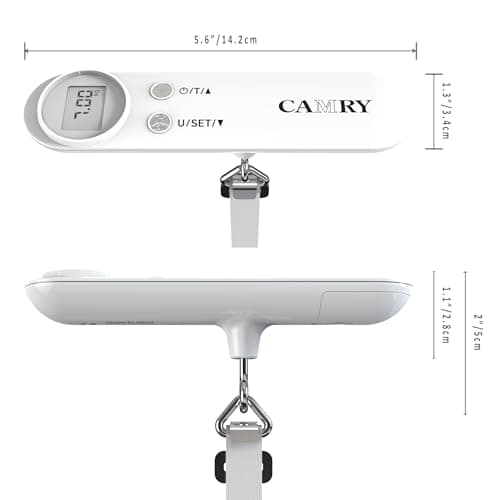 CAMRY Digital Luggage Scale Portable 50Kg Capacity Backlit LCD Overload Alert & Target Weight Battery Included, White — view 2