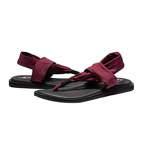 Ranberone Women's Yoga Mat Flip Flops Casual Flat Summer Beach Sandals, A Burgundy, 7 UK — view 6