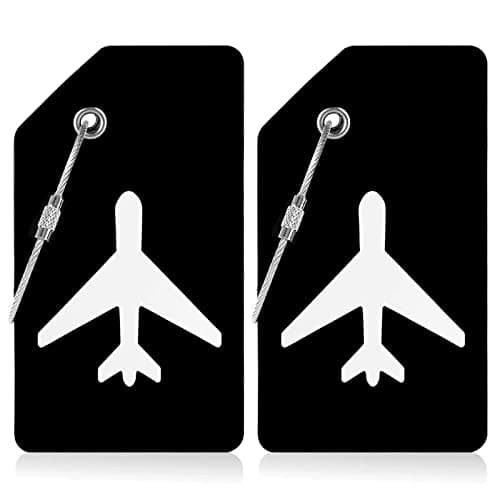 Flintronic 2 PCS Luggage Tags, Silicone Baggage Labels, Suitcase ID Tag Set, Handbag Tag Labels Travel Accessories for Checked Luggage, Hand Luggage and Handbags - Black