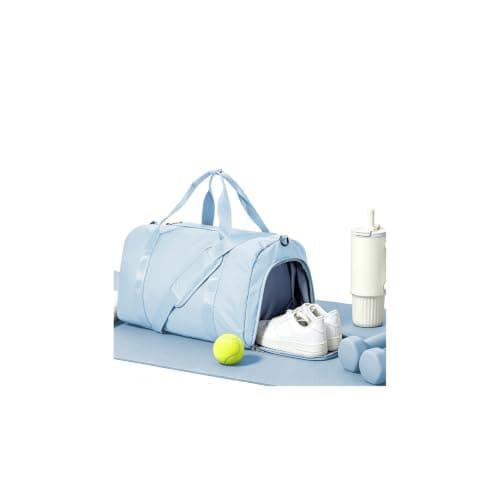 HYC00 Gym Bag Womens Mens Small Sports Duffle Bags with Shoes Compartment & Wet Pocket Weekend Travel Duffel Bag for Women Carry on Overnight Bags Lightweight Holdall Hospital for Yoga,Light Blue