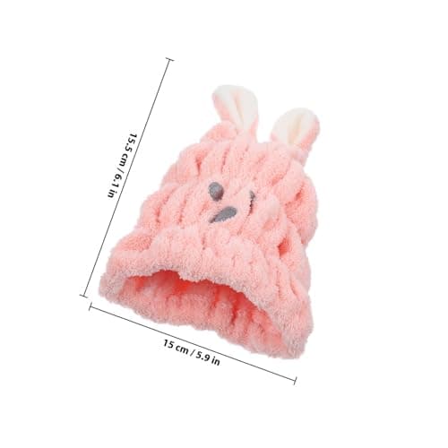 MOBUTOFU Hair Drying Towel Wrap Absorbent Coral Fleece Lightweight Compact Cartoon Rabbit Ear Cap for Travel Shower Boys and — view 2