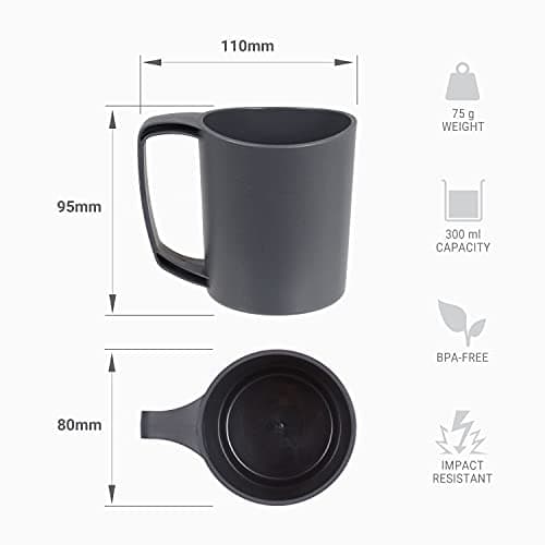 Lifeventure Ellipse Reusable Mug for Camping, Travel & Outdoor - Graphite (Pack of 2) — view 6