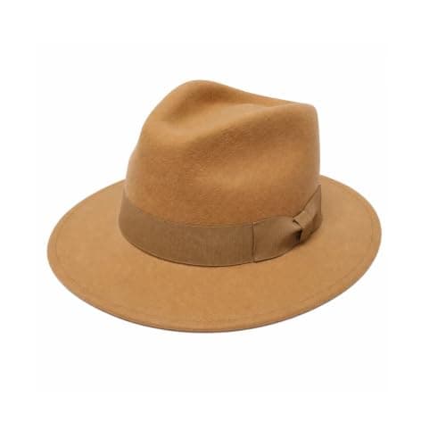 Novella Noori Indiana Jones Style Fedora Hat - Pure Wool Felt Wide Brim Fedora Hat for Men and Women - Crushable, Water-Resistant Vintage Wool Flet Fedoras - (Beige, UK, Alpha, L) — view 6