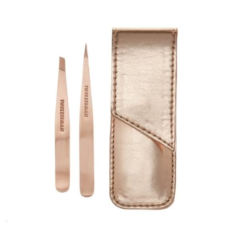 Tweezerman Rose Gold Petite Tweezer Set, Mini Slant & Point (Set of 3)