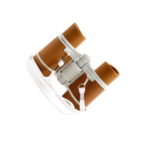 Ailan Mini Binoculars for Kids Baby Camping Lightweight Portable Kids Binoculars for Bird Watching and Outdoor Exploration Activities Compact for Pretend Bird Watching, Deep Coffee White, 8.8x11x4cm