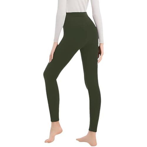 Jamron Women's Fleece Lined High Waist Leggings Winter Thermal Leggings Trousers Yoga Pants Army Green SN0711181 S/M — view 2