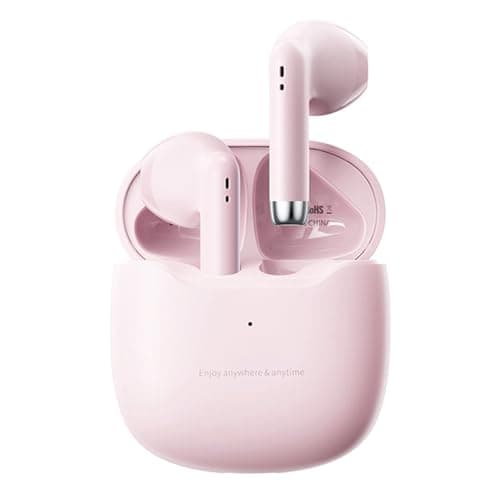 Pink True Wireless Earbuds Bluetooth 5.3 with Microphone for Working Out Noise Canceling Blue Tooth Ear Buds Deep Bass TWS Wireless Earphones with Charging Case in Ear Headphone for iPhone Android