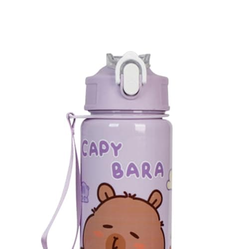 CHANGYUE 700ml Capybara Cute Water Cup with Straw & Handle Travel Water Bottle (Purple) — view 4