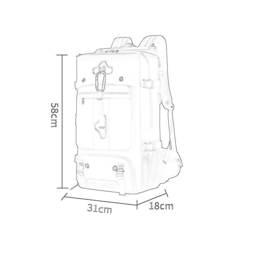 QLoztyse Mens Backpack Large Capacity Outdoor Hiking Rucksack Waterproof Oxford Cloth Daypack with Shoe Compartment and USB Port suitable for camping trekking, Black — view 3