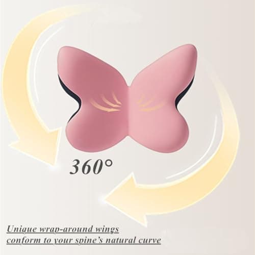beolur Butterfly Memory Foam Lumbar Support Pillow – Removable Washable Cover, Dual-Core Support for Office & Car(PINK) — view 2