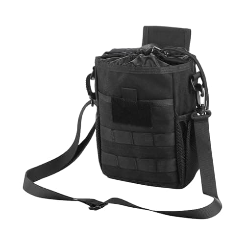 XINCHIA Canvas Belt Pouch Waist Bag Small MOLLE Sling Bag Waterproof Foldable Small Daypack with Drawstring Outdoor Sports Storage Organiser with 4 Pockets for Travel Cycling Hiking
