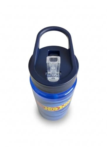 Hot Wheels Water Bottle 500ml Leak-Proof Flip-Top Bottle with Carry Handle BPA-Free, Removable Straw, Portable & Lightweight Ideal for Kids School, Sports & Travel, Blue — view 4