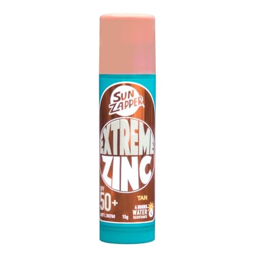 Sun Zapper Zinc Stick - Tan, Light Skin Tinted Sunblock Stick SPF 50+ Zinc Oxide Sunscreen for Face Mineral Sun Cream Made in Australia