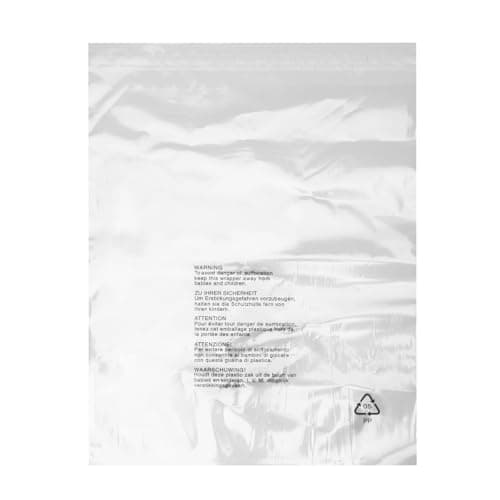 Realm Clear Transparent Plastic Self Seal Garment Clothing Retail Bags With Safety Warning Various Sizes Various Pack Sizes (10 inch x 12 inch Pack of 100)