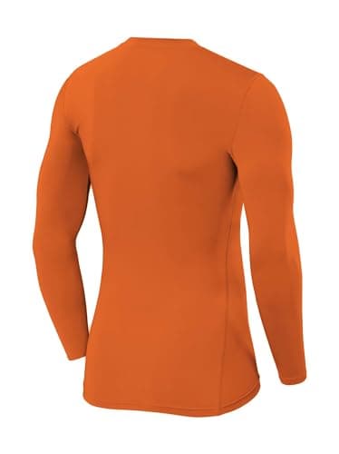 PowerLayer Compression Tops for Men Base Layers Men's Running Top Thermal Shirt - Orange, XL — view 3