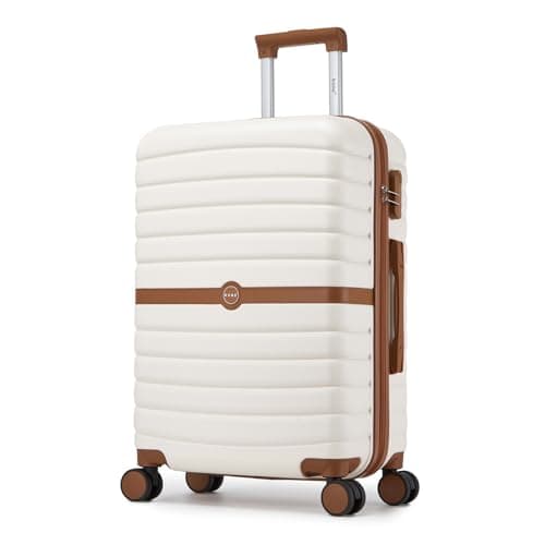 Kono Medium Hard Shell Suitcase, Lightweight ABS+PC Checked Luggage,White