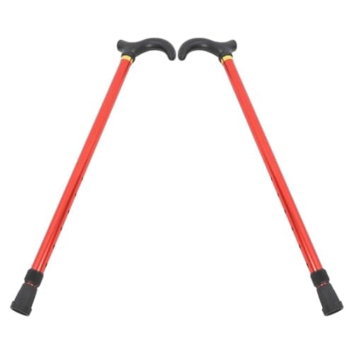 2pcs Retractable Walking Cane Aluminum Alloy Height Adjustable Red