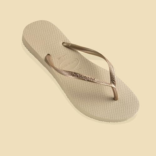 Havaianas Slim Women's Flip Flop, Sand Grey/Light Golden, 3/4 UK — view 6