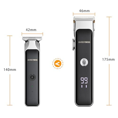 Barberboss Beard Trimmer Kit for Men, 2 Cordless Hair Clippers with Precision Dial, Men’s Facial Clippers, LED Indicator & USB Charging, Portable Grooming Set — view 4