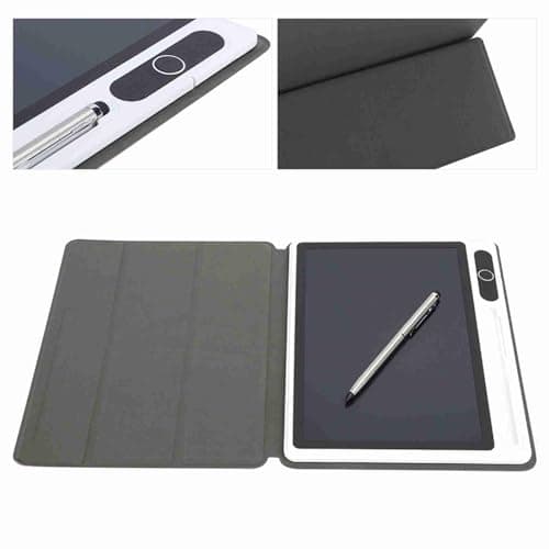 ZDETGU Electronic Notepad LCD Writing Tablet 9 Inch with Faux Leather Case Flexible Pressure-Sensitive Screen, 100000+ Uses, Portable Reusable Drawing Pad for Office School Notes (Black (with — view 4