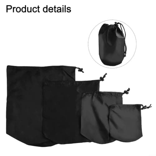 Sleeping Bag Compression Sack 4PCS Nylon Drawstring Bags for Camping Hiking Backpacking Clothes Storage Gear Organizer Black — view 5