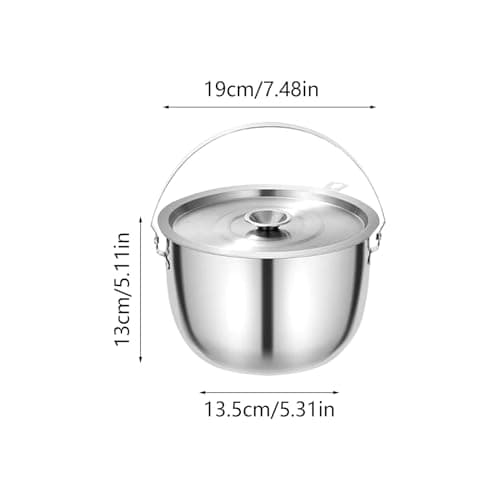Campfire Pot,Camping Cookware Large Backpacking Pot - Stainless Steel Straining Bowl with Lid, Outdoor Gear for Travel Fishing Hiking Hunting BBQ Home Picnic — view 5