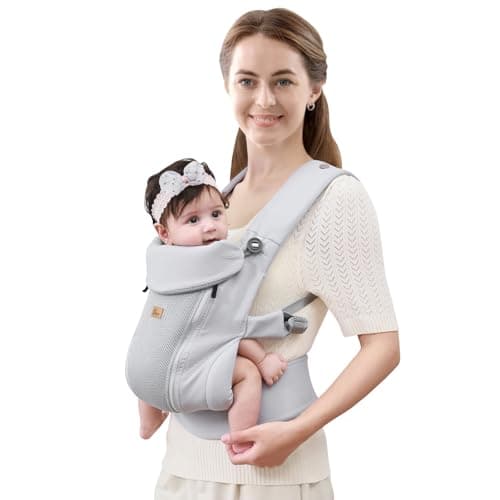 CUBY Baby Carrier Ergonomic Newborn-Toddler Adjustable Head Support(Grey)