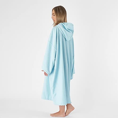 Brentfords Poncho Adult Womens, Towel Poncho Adult Hooded Large Swimming Surf Beach Accessories Absorbent Quick Dry Changing Robe Microfibre Towelling Bath Robes for Women, Sky Blue One Size — view 5
