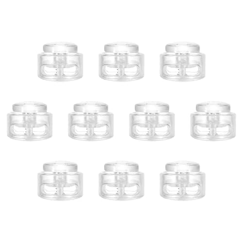 PATIKIL Plastic Cord Lock, 10 Pack Double Hole Spring Cord Toggle Stopper Slider Stops Fastener End for Paracord, Camping, Hiking, Shoelace Replacement, Clear
