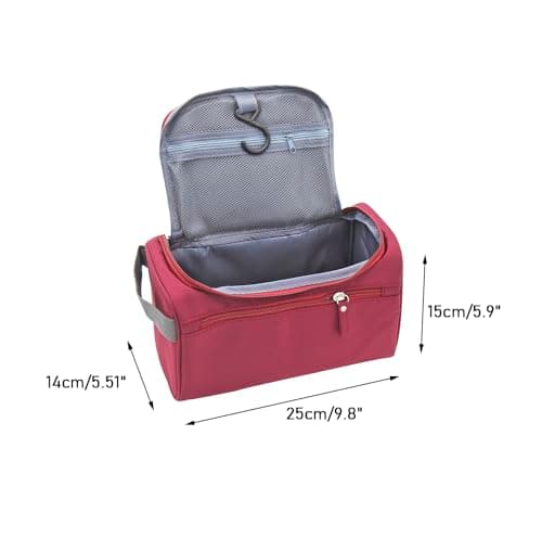 ONEGenug Hanging Toiletry Bag for Men & Women, Travel Wash Bag Cosmetics Makeup Bag Organizer for Travel Essentials with Handle Red — view 2