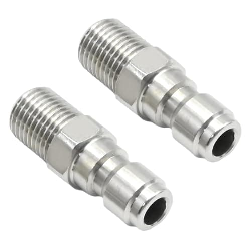 Hoypeyfiy 2Pcs 1/4 Inch BSP Male Pressure Washer Adapter 1/4 Inch BSP Male Thread Fitting Quick Connect Socket Plug Stainless Steel Coupler for Pressure Washer Outlet Spray Lance 5000 PSI