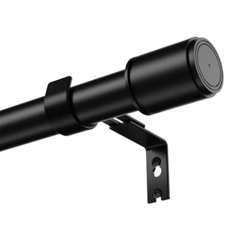 PeSenp Curtain Poles 77-240cm, 25mm Diameter Black Extendable Curtain Pole