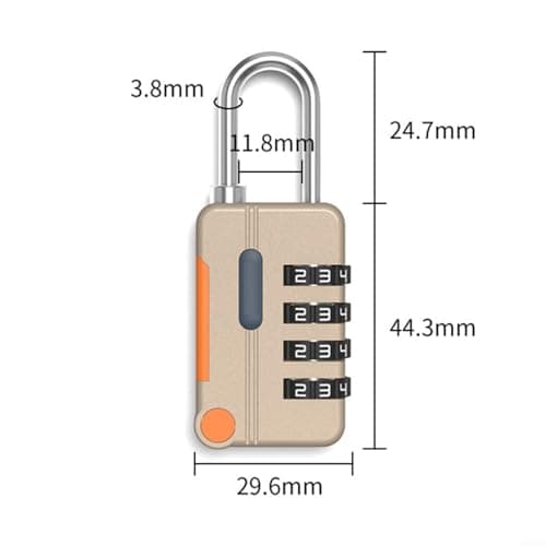Opatiny for Compact Zinc Alloy 4 Digit Code Lock, Resettable Anti-Theft Padlock for Backpack Suitcase Locker Drawer, Weather Resistant(coffee brown) — view 2