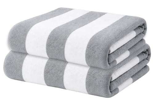 Adore Home Cabana Microfibre Beach Towels 2 Pack 80x160cm - Grey