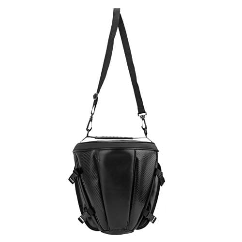 Cryfokt Motorcycle Tail Bag Carbon Fiber Style Motorbike Rear Bag Motorcycle Saddle for Outdoor Riding Black Material — view 2