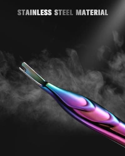 FERYES Cuticle Pusher with Fork, 2-in-1 Cuticle Trimmer Nail Care Tool, Stainless Steel Cuticle Remover Tool for Manicures and Pedicures -Rainbow — view 3