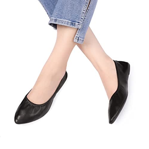 Women's Ballet Flat Slip On Pointed Toe Flats Shoes Classic Ballet Flat Shoes Casual Dress Shoes Foldable Portable Travel Ballet Flat Walking Shoes, Black, 6 UK — view 2