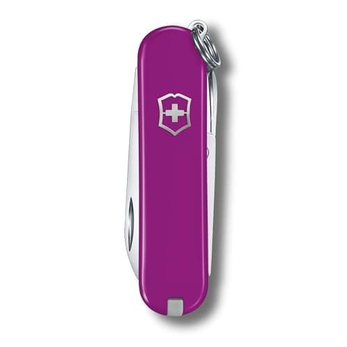 Victorinox Classic SD Mini Swiss Army Knife, Camping Pocket Knives, 7 Functions, Blade, Keyring, Magenta — view 2