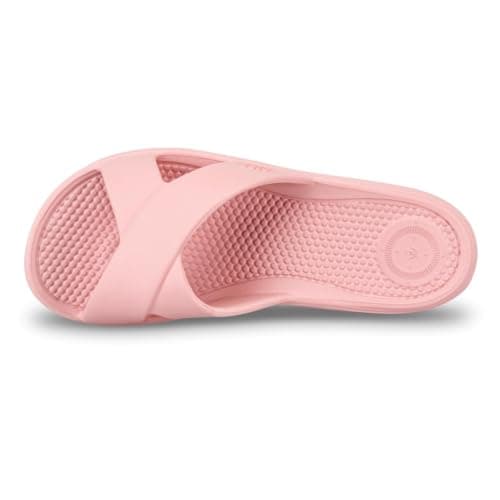 totes® ® SOLBOUNCE Ladies Cross Strap Slider Sandals, Lightweight Summer Slides with Everywear™ Cushioning, Anti-Bacterial Sole, Compression-Resistant Insole, Holiday Footwear, Pink, UK 6 — view 5
