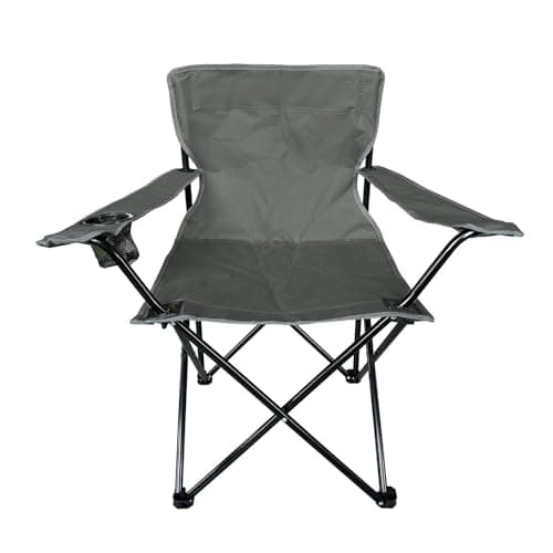 OHS Grey Camping Chair, Folding Chairs Outdoor Lightweight Comfy Foldable Picnic Festival Garden Camping Chairs for Adults Hiking Fishing Sturdy Drinks Cup Holder