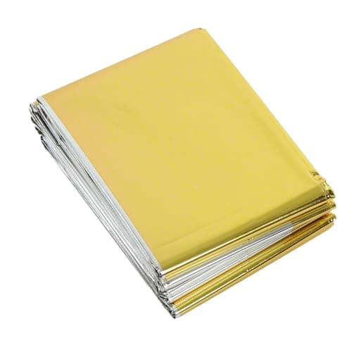 CAGUYLONA Emergency Blanket 130x210cm, Thermal Survival Blanket, Reflective Space Blanket for Camping Hiking Emergency Kit with 10 Pack for Outdoor Travel and Car Safety (Gold) — view 5