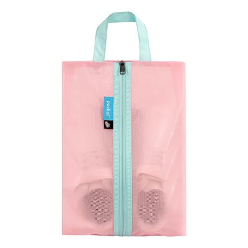 pack all Kids Shoe Bag for Travel, Water-Resistant Shoe Pouch, Pink