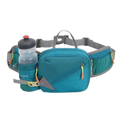 BEAHING Hiking Bumbag Running Fanny Pack with Bottle Holder Waterproof Waist Packs Adjustable Dog Walking Bag for Men Women Lake-green, Bumbag