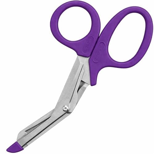Heavy Duty Utility Shears – Multipurpose Serrated Scissors for First Aid Kits, Emergency Use, Home, Car & Outdoor Activities (Purple, Small, 15cm)