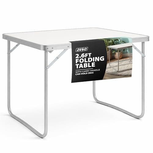 ZENO Folding Table 2.6ft | Standing Table for Camping | Hiking | Picnic Table | Aluminium Alloy Office Computer Desks with Carry Handle | 80CM