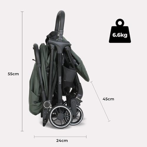 My Babiie MBX6 Autofold Stroller – from Birth to 4 Years (22kg), Foldable & Compact, Lightweight, Travel Buggy for Toddlers, Pushchair Includes Rain Cover - Forest Green — view 3