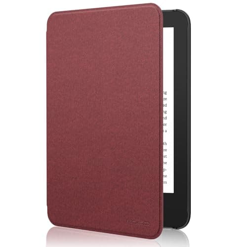 MoKo Case for 6" Amazon Kindle Basic 11th Gen 2024/2022, Denim Wine Red