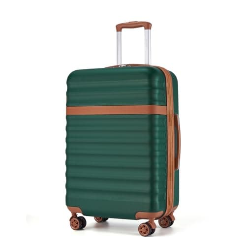 Kono Medium Suitcase 24 Inch Expandable Hardshell Luggage (Green/Brown)