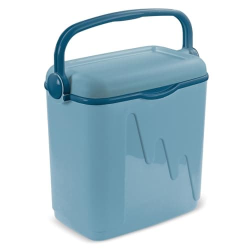 Curver Light Blue Portable Travel Cooler Box with Removable Lid & Locking Handle Lightweight Durable Compatible with Refrigerant Cartridges Ideal Picnic Camping Beach Fishing (20L)